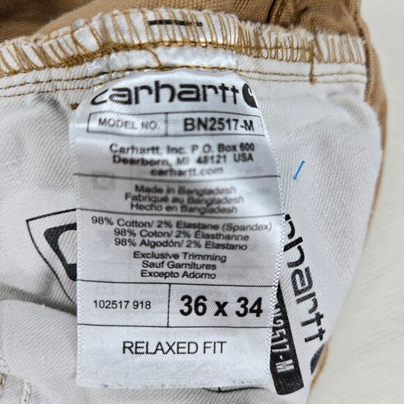 Carhartt 5 Pocket Relaxed Fit Rugged Flex Canvas Pants in Hickory Size 36 - Picture 7 of 9